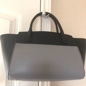 NEW Grey and Black Winged Satchel with Strap